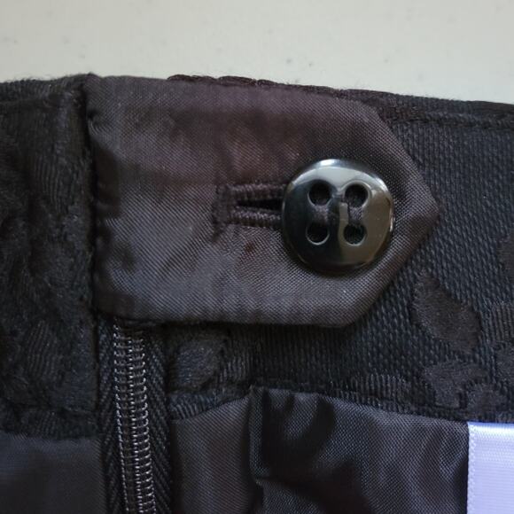 Talbots Heritage Black Floral Brocade Pants Side Zip & Button Career Party - 8 - Picture 6 of 8